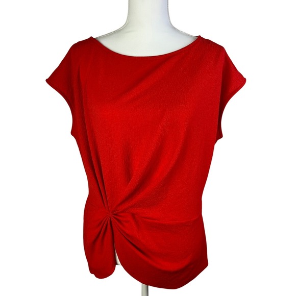 Vince Camuto Twist Front Top Textured Knit‎ Cap Sleeve Red Size Medium - Picture 1 of 5